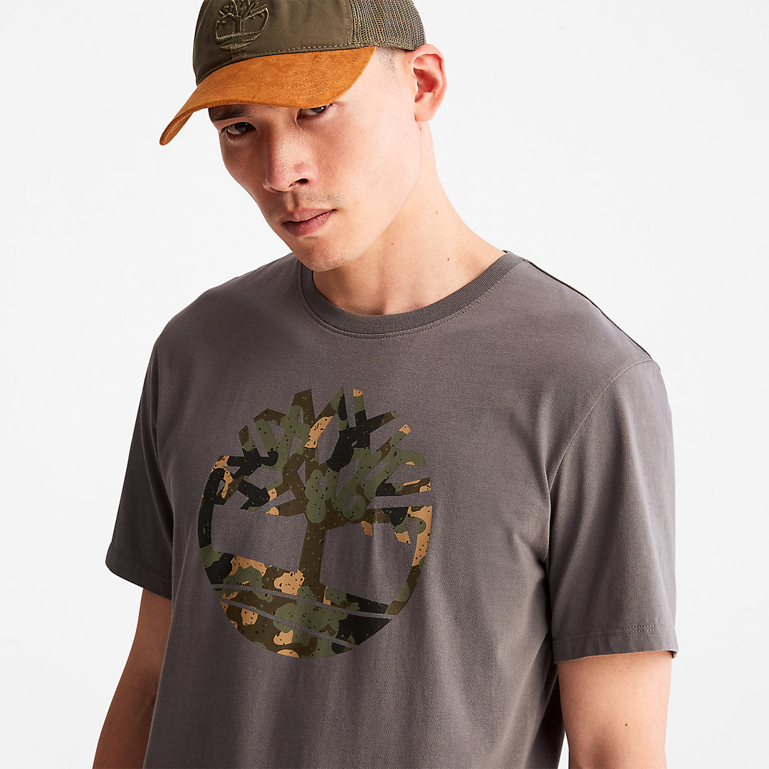 Mens Camo-Logo T-Shirt for Men in Grey - Timberland