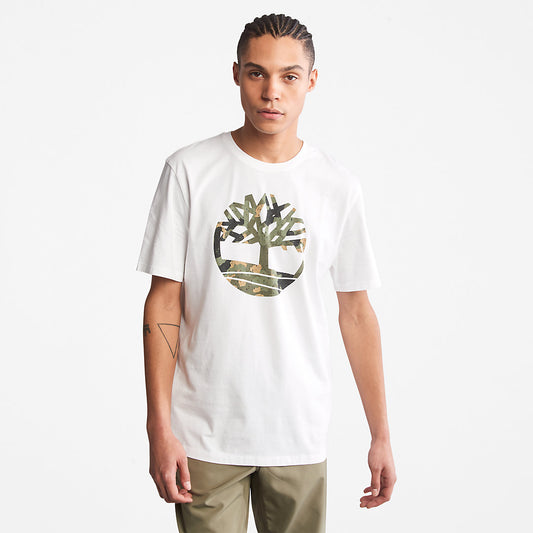 Mens Camo-Logo T-Shirt for Men in White - Timberland