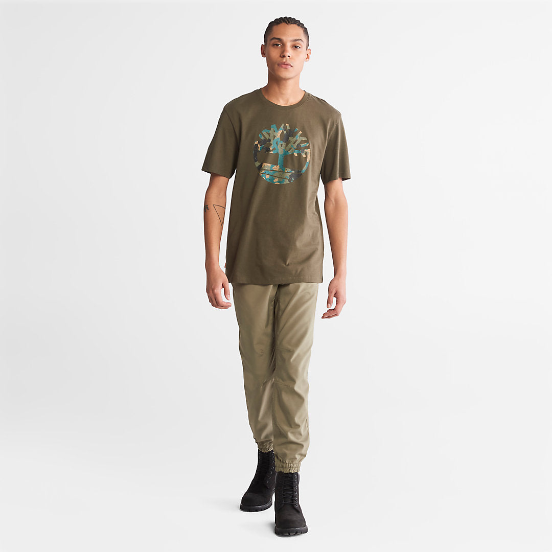 Mens Camo-Logo T-Shirt for Men in Dark Green - Timberland