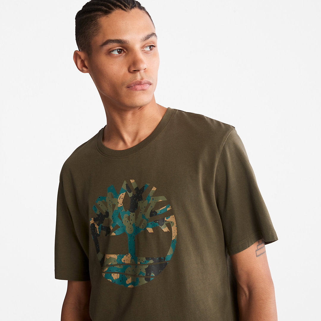 Mens Camo-Logo T-Shirt for Men in Dark Green - Timberland