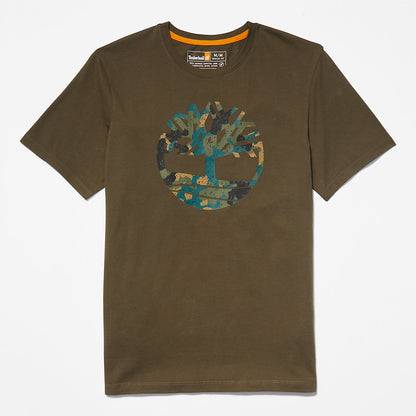 Mens Camo-Logo T-Shirt for Men in Dark Green - Timberland