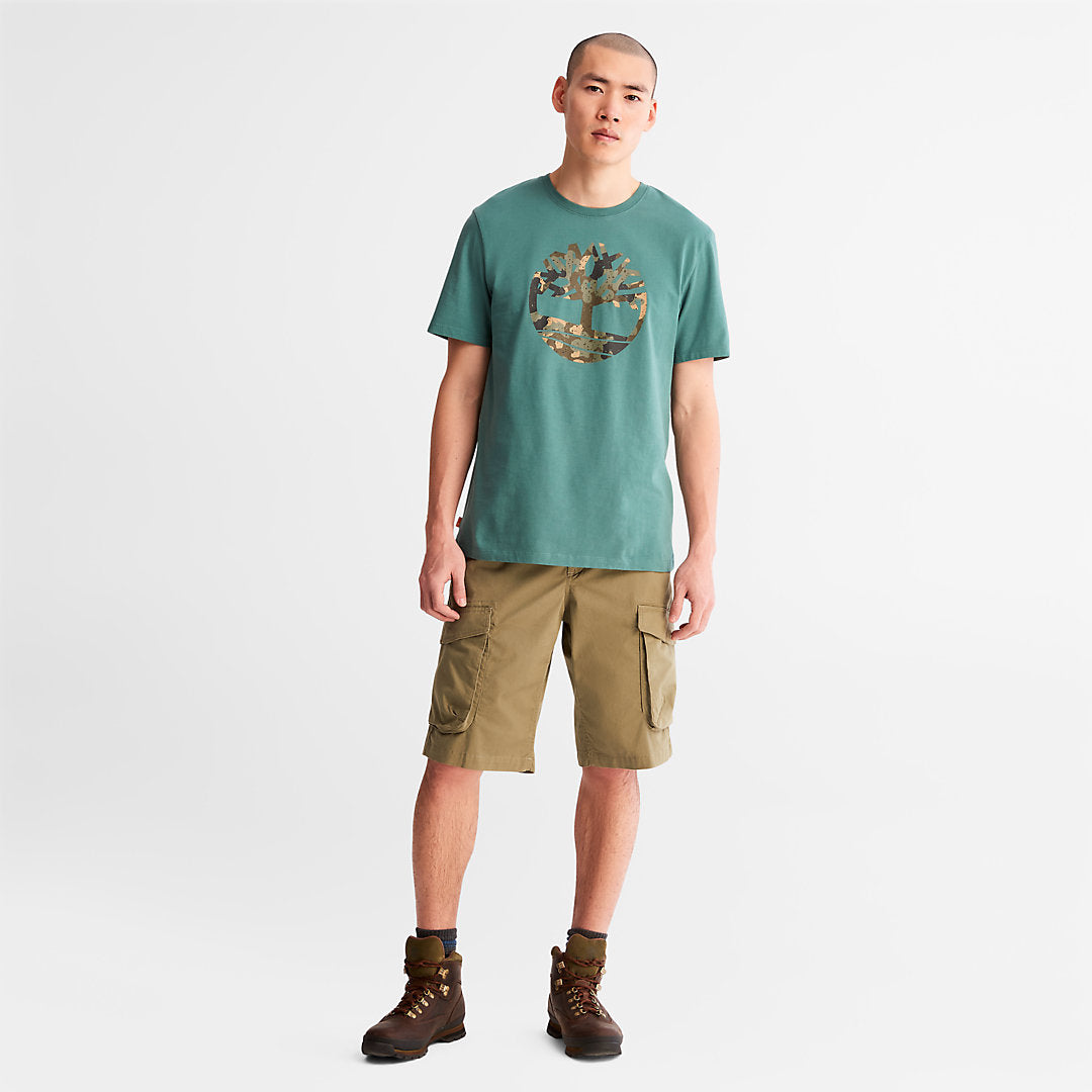 Mens Camo-Logo T-Shirt for Men in Light Green - Timberland