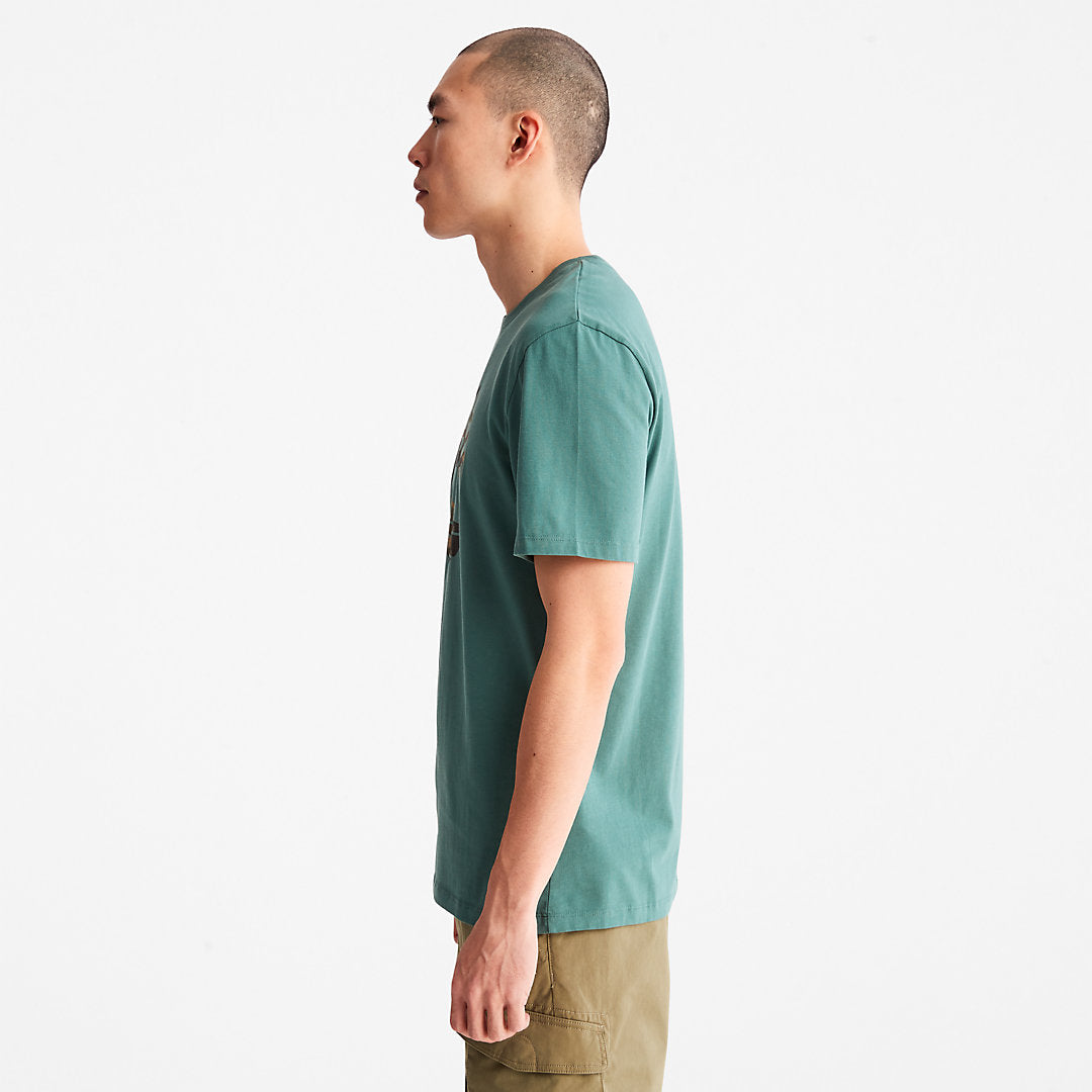 Mens Camo-Logo T-Shirt for Men in Light Green - Timberland