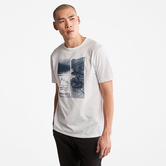 Mens Mountains-to-Rivers Print T-Shirt for Men in White - Timberland
