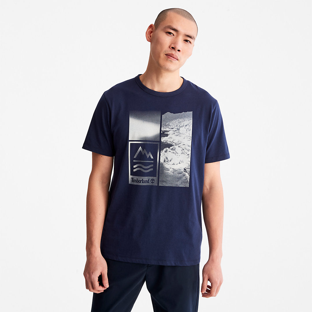 Mens Mountains-to-Rivers Print T-Shirt for Men in Blue - Timberland