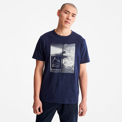 Mens Mountains-to-Rivers Print T-Shirt for Men in Blue - Timberland
