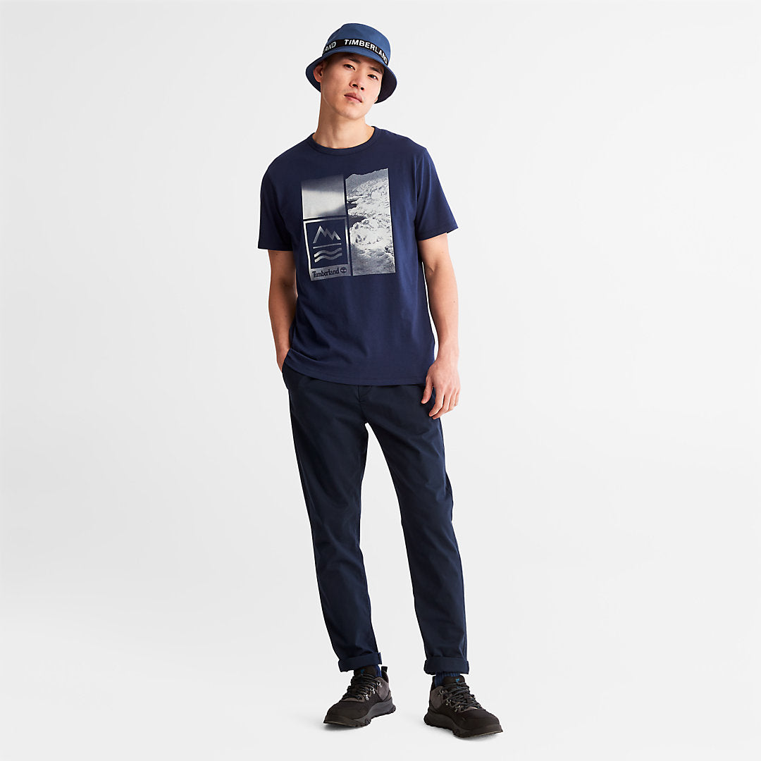 Mens Mountains-to-Rivers Print T-Shirt for Men in Blue - Timberland