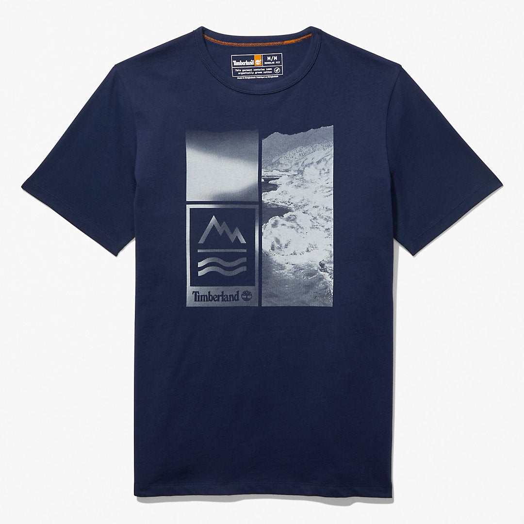Mens Mountains-to-Rivers Print T-Shirt for Men in Blue - Timberland