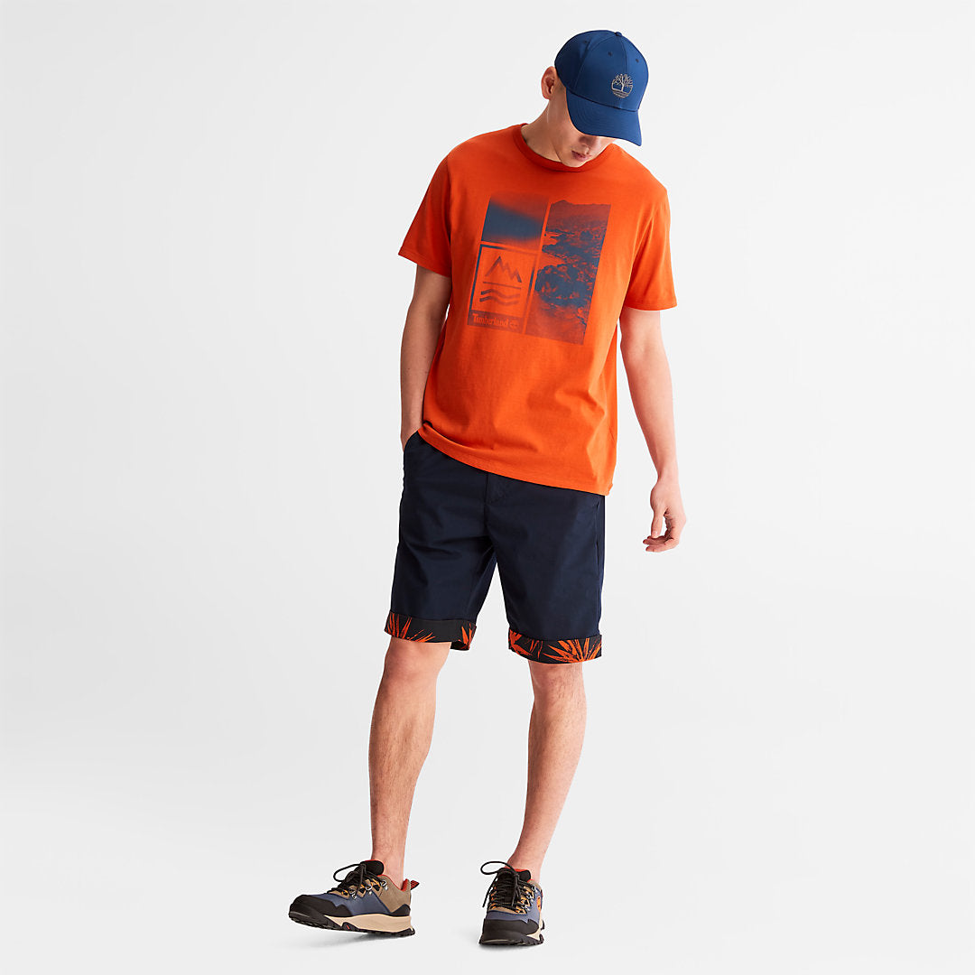 Mens Mountains-to-Rivers Print T-Shirt for Men in Orange - Timberland