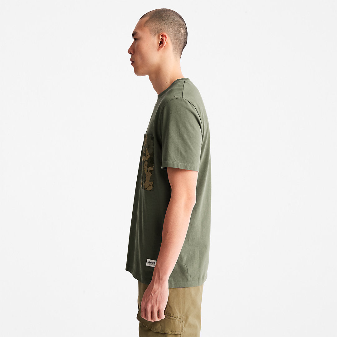 Mens Outdoor Heritage Camo-Pocket T-Shirt for Men in Dark Green - Timberland