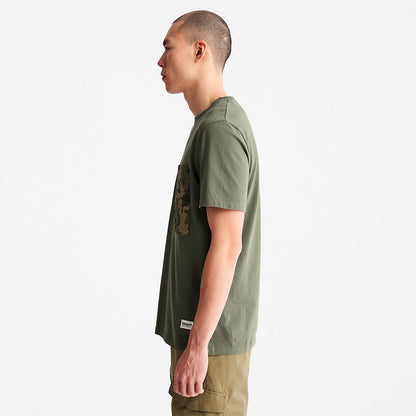 Mens Outdoor Heritage Camo-Pocket T-Shirt for Men in Dark Green - Timberland