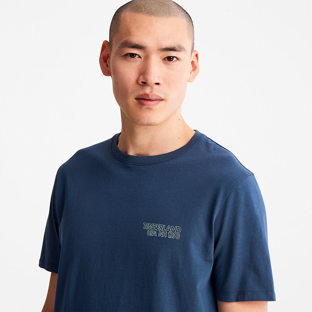 Mens Outdoor Heritage Stacked-Logo T-Shirt for Men in Blue - Timberland