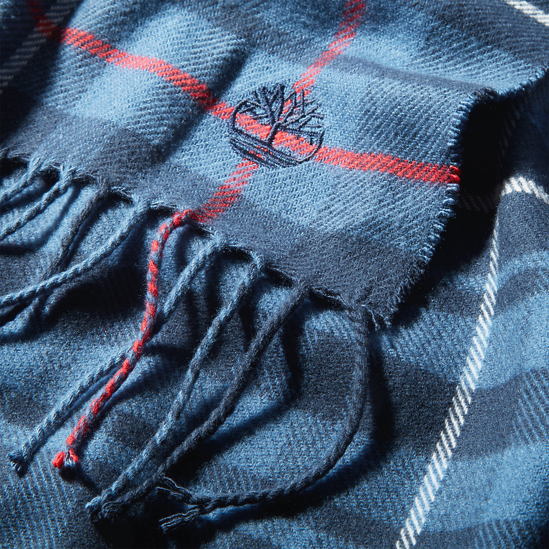 Mens Check Scarf with Gift Box for Men in Navy - Timberland