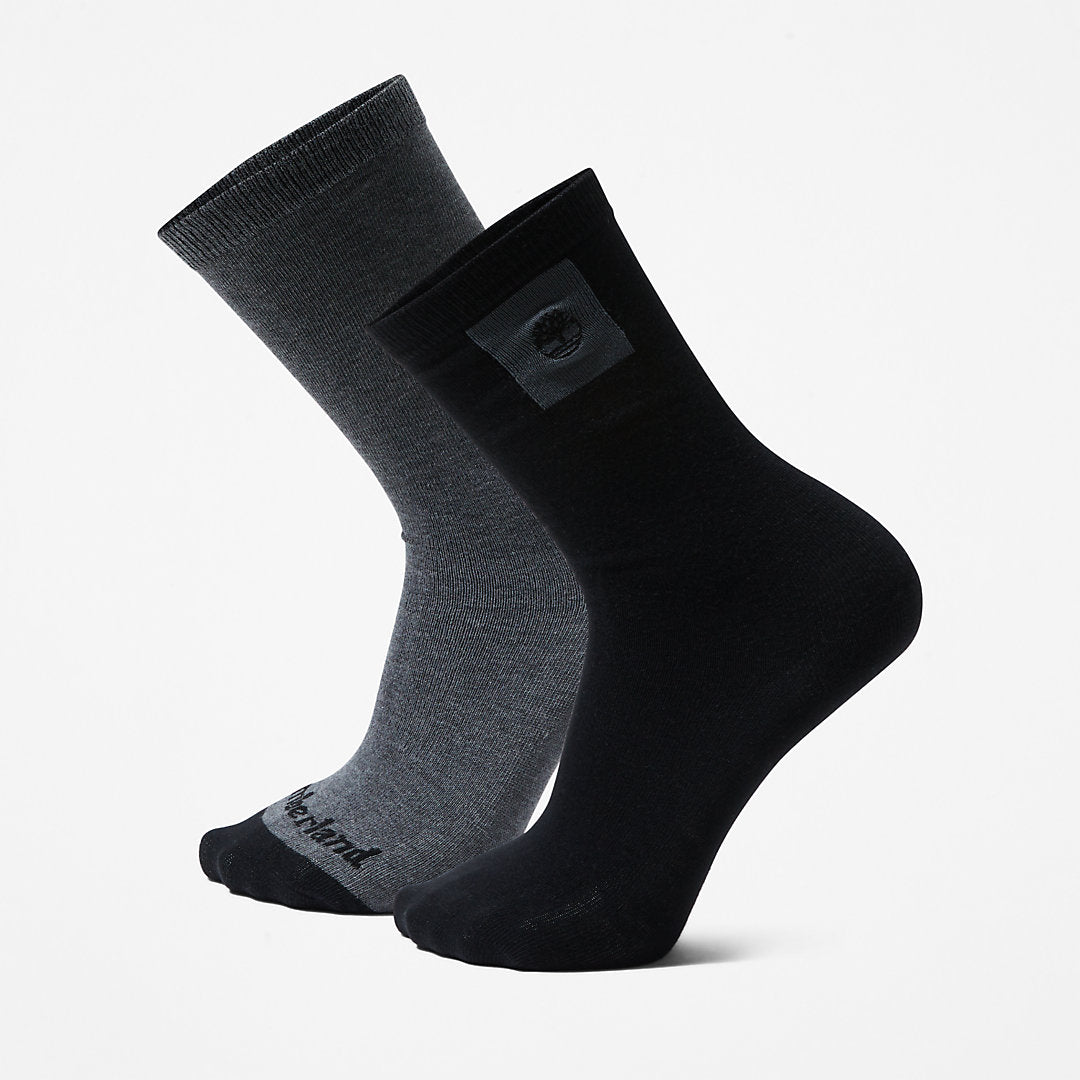 Mens 2-Pack Crew Socks for Men in Black - Timberland