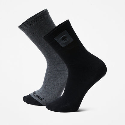 Mens 2-Pack Crew Socks for Men in Black - Timberland