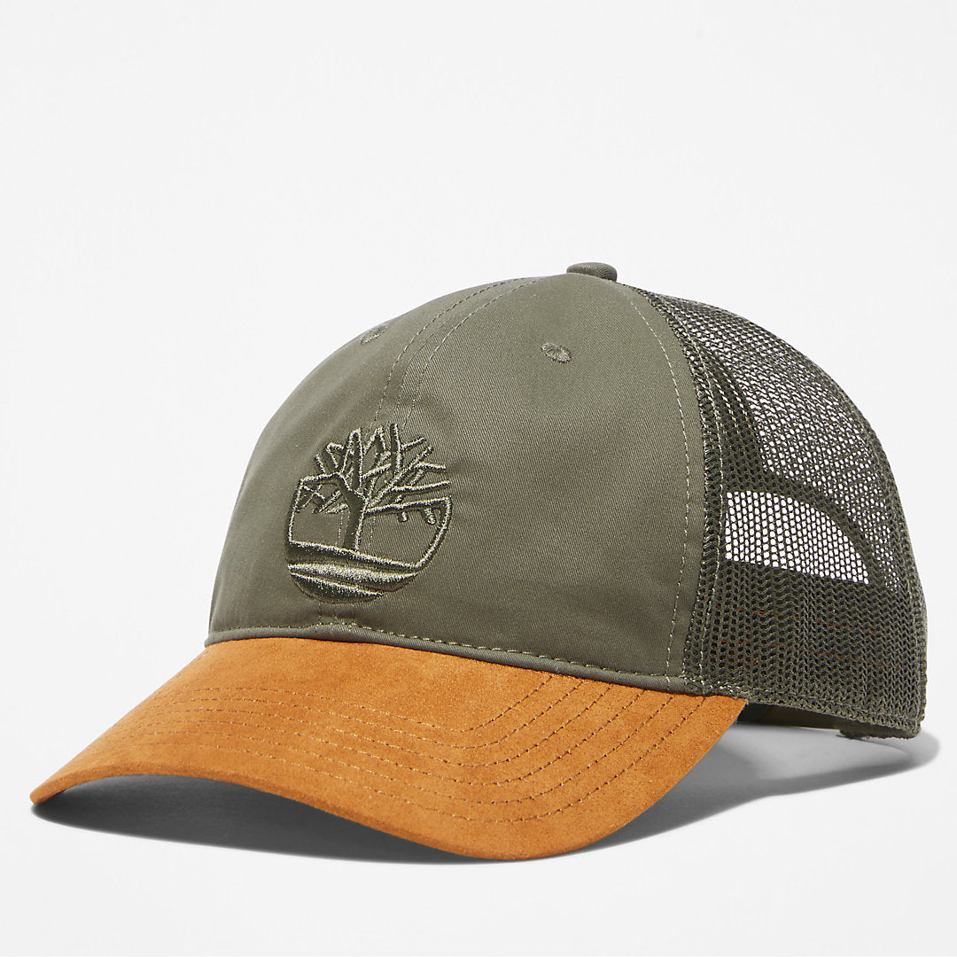 Mens Trucker Hat with a Faux-suede Brim for Men in Green - Timberland