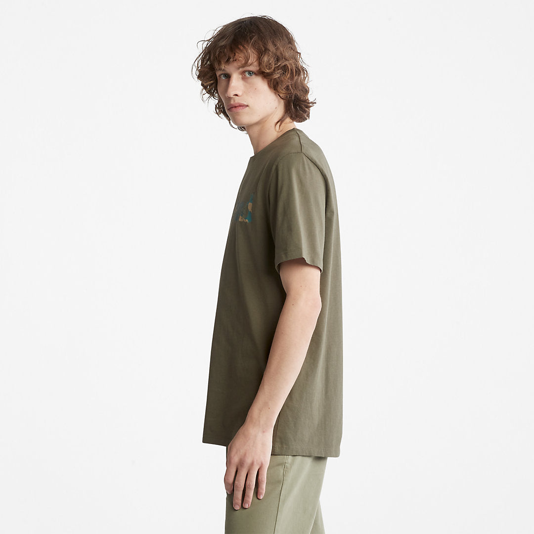 Mens Camo-Logo T-Shirt for Men in Dark Green - Timberland