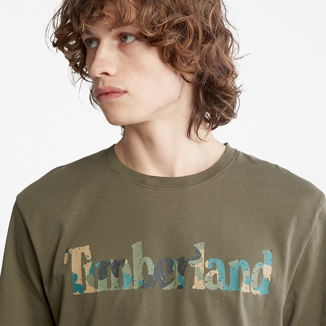 Mens Camo-Logo T-Shirt for Men in Dark Green - Timberland
