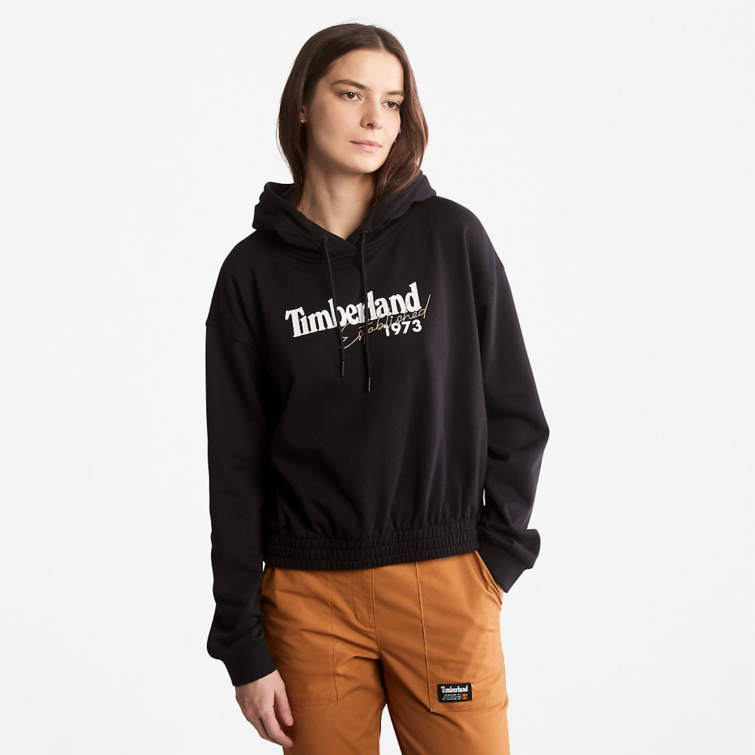 Womens Established 1973 Logo Hoodie for Women in Black - Timberland
