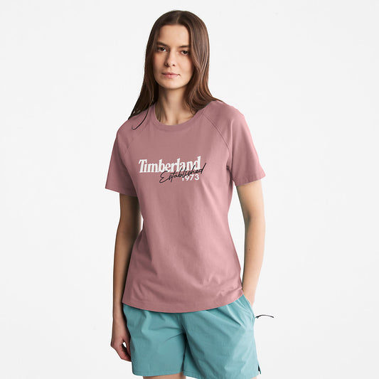 Womens Raglan-sleeve Logo T-Shirt for Women in Pink - Timberland