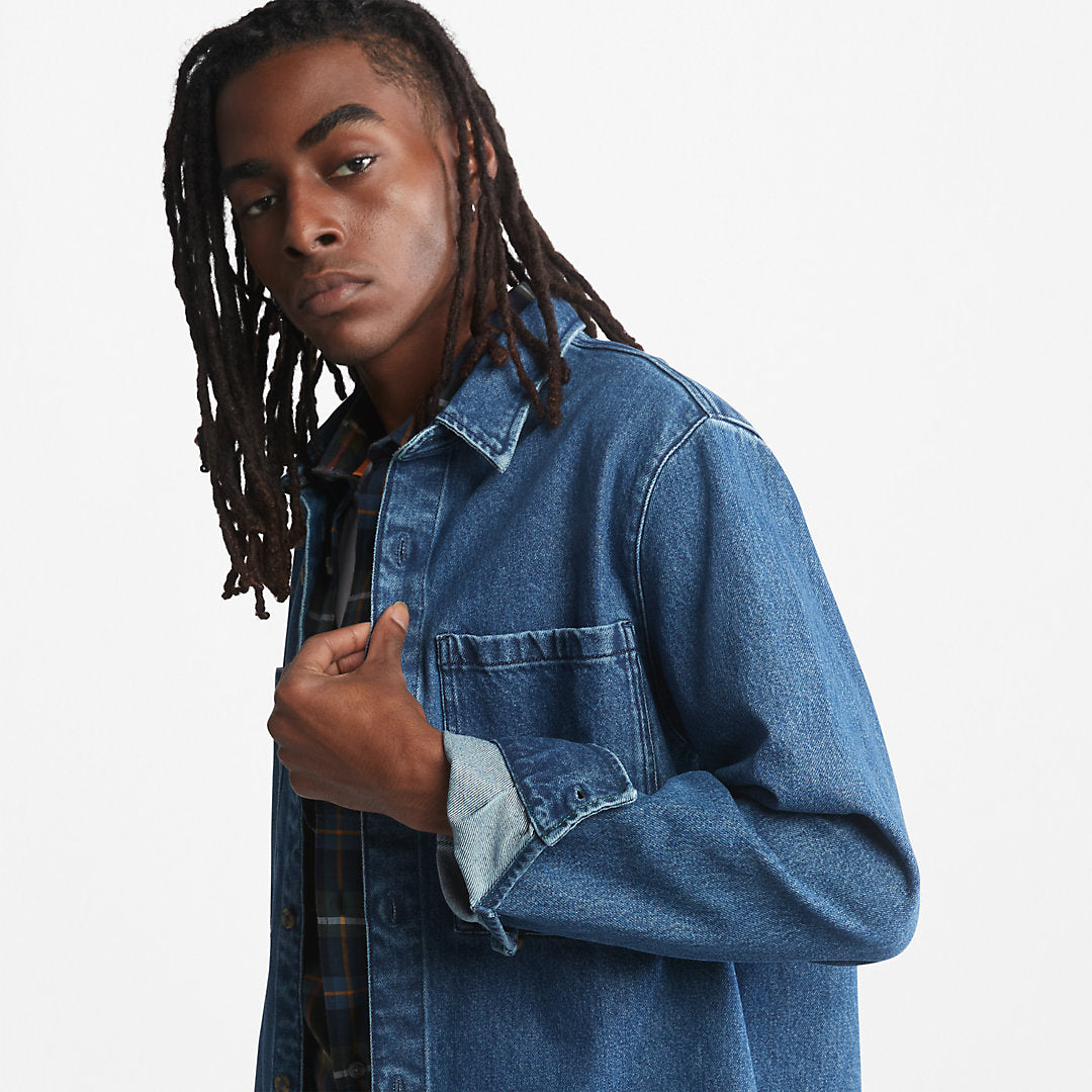 Mens Outdoor Heritage Denim EK+ Overshirt for Men in Light Blue - Timberland