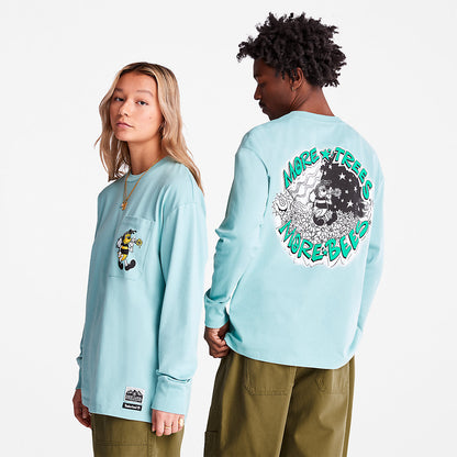 Mens Bee Line x Timberland® Back-graphic Long-sleeved T-Shirt in Blue - Timberland