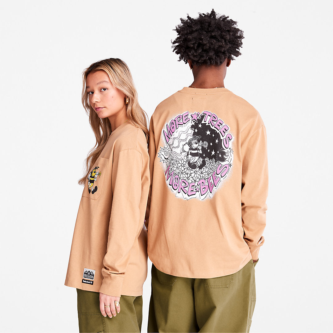 Mens Bee Line x Timberland® Back-graphic Long-sleeved T-Shirt in Brown - Timberland