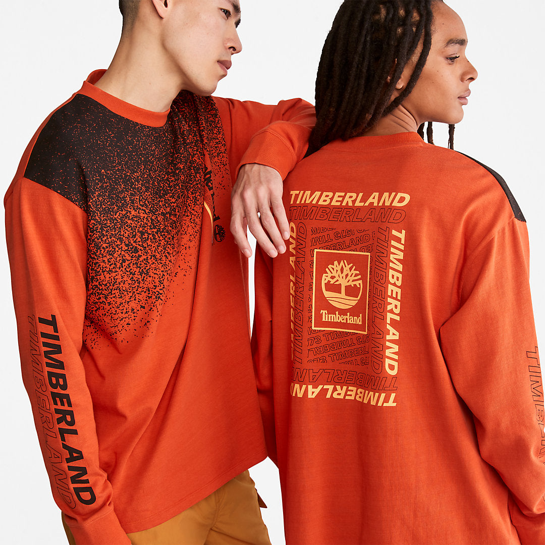 Mens Outdoor Archive Long-sleeved Graphic T-Shirt in Orange - Timberland