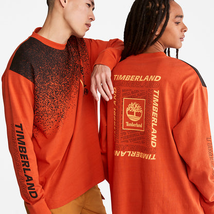 Mens Outdoor Archive Long-sleeved Graphic T-Shirt in Orange - Timberland